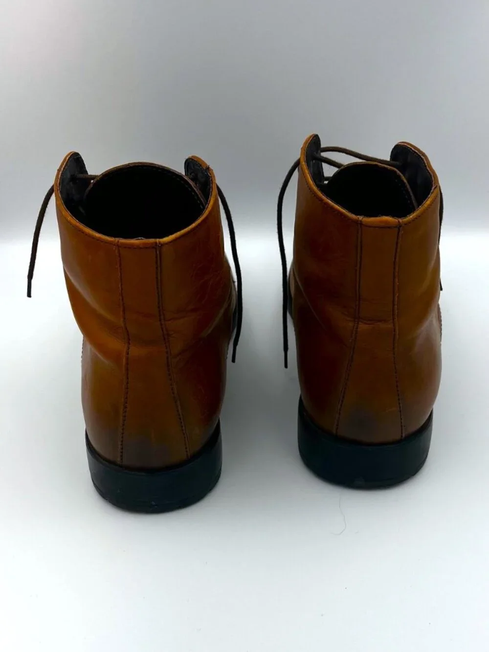 Michael Shannon Brown Leather – Cap-Toe Ankle Boots – Size: Men 10M